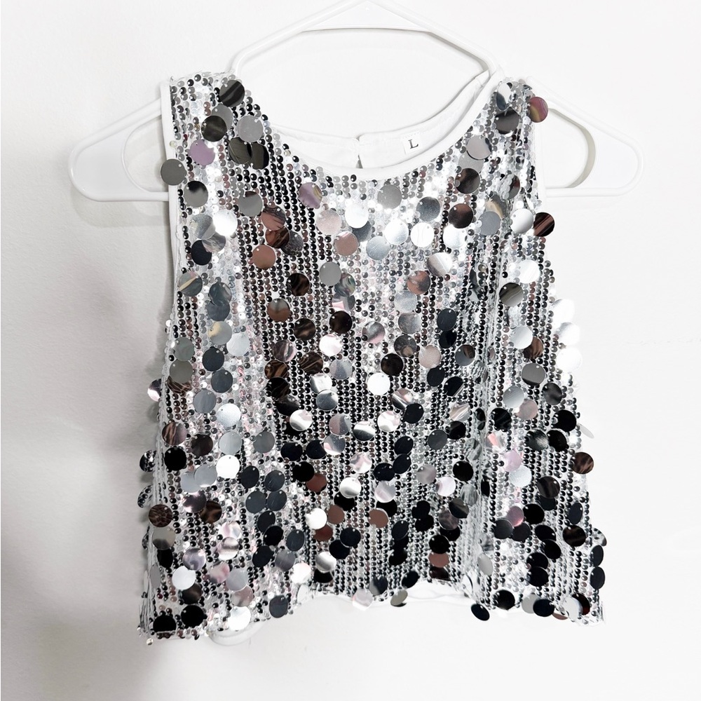 Silver Sequin crop top size L